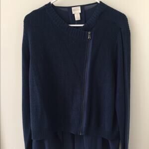 NWT Chico Asymmetrical Hi-Lo Sweater with Chiffon Drape Top Large